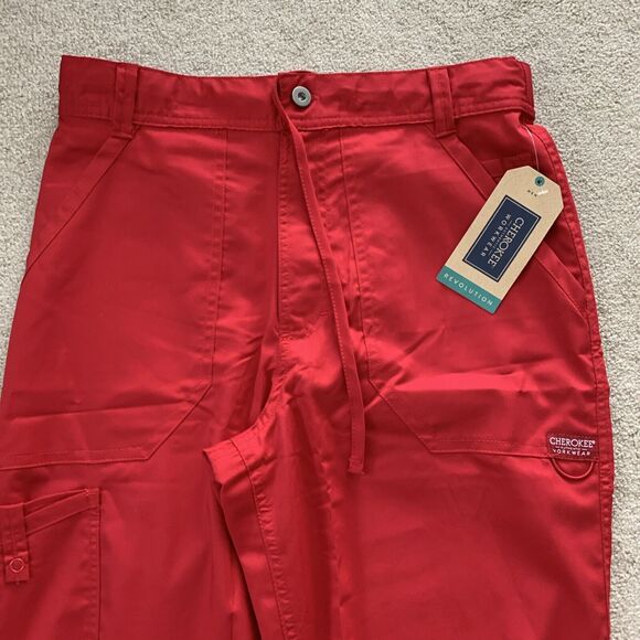 Cherokee Workwear Revolution Men's Fly Front Sz S Scrub Pants - WW140 Modern Red - Picture 2 of 12